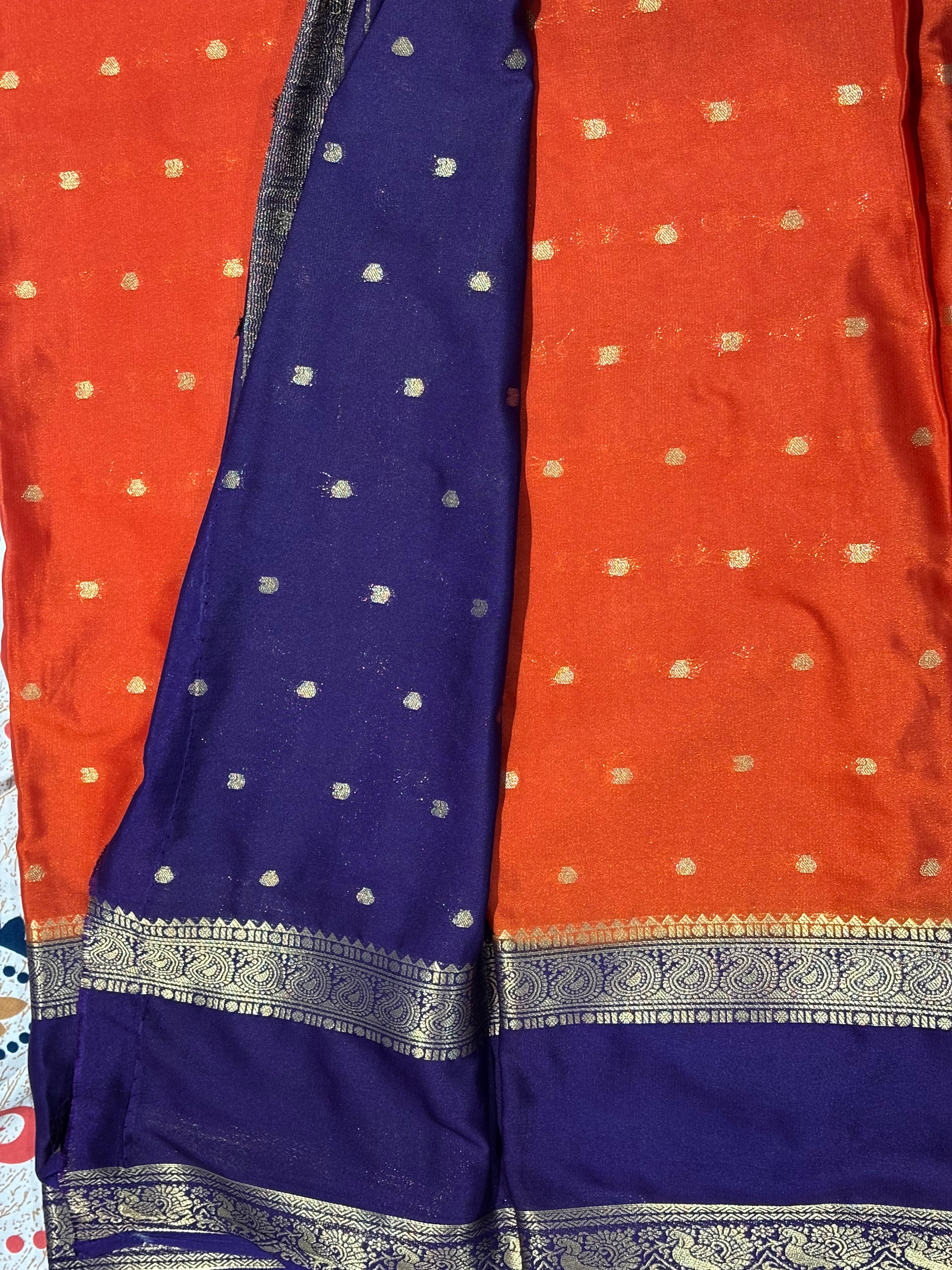 Semi Silk Saree with Gold Zari Border