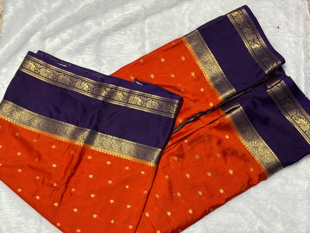 Semi Silk Saree with Gold Zari Border
